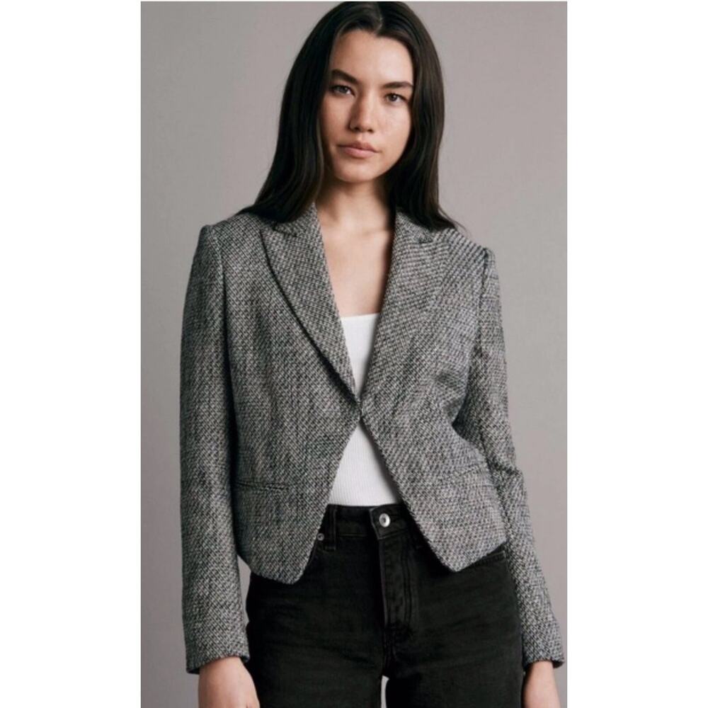 Rag & Bone Blazer Sz 6 Elle Tweed Black/ White Houndstooth MSRP $595